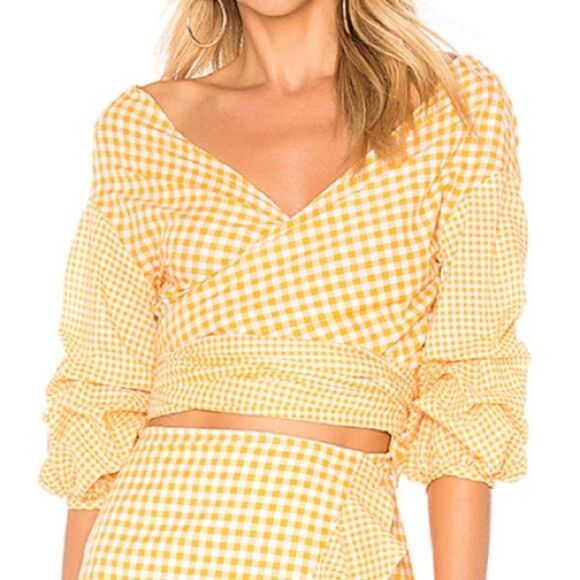 NWT LOVERS + FRIENDS CROPPED BOW BLOUSE - Picture 1 of 4